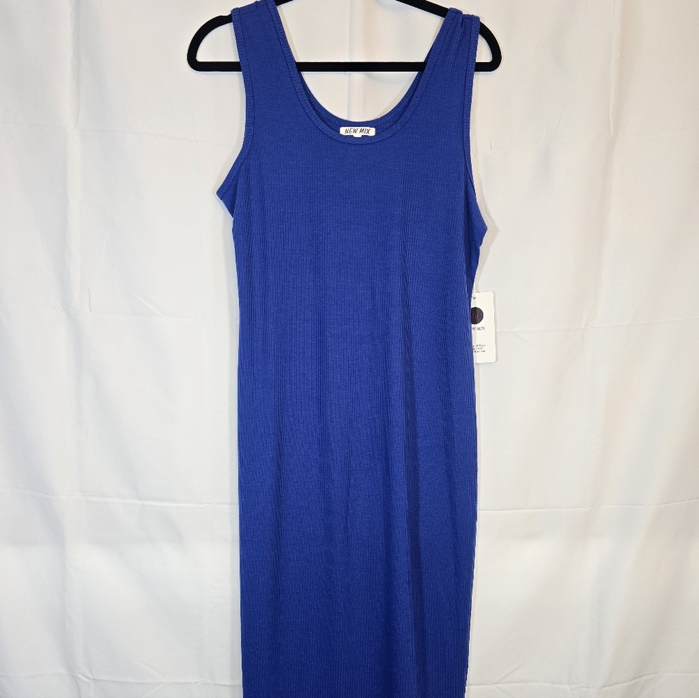 Plus Royal Blue Sleeveless Midi Dress
